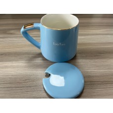 Loutoc Glossy Ceramic Coffee Mug, Mark Cup for Office and Home, Tea Coffee Cup Suitable for Dishwasher and Microwave, 1 Pack(Blue)